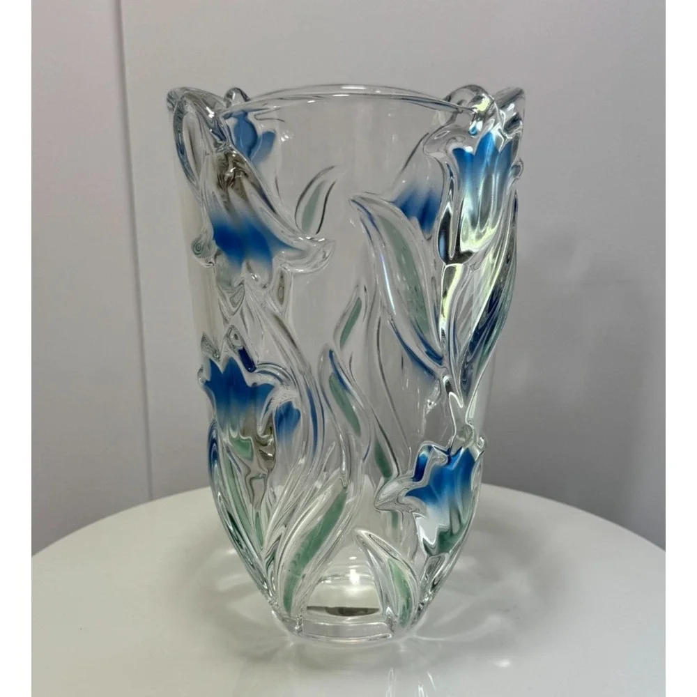 Vintage Mikasa Bluebells Crystal Vase 8